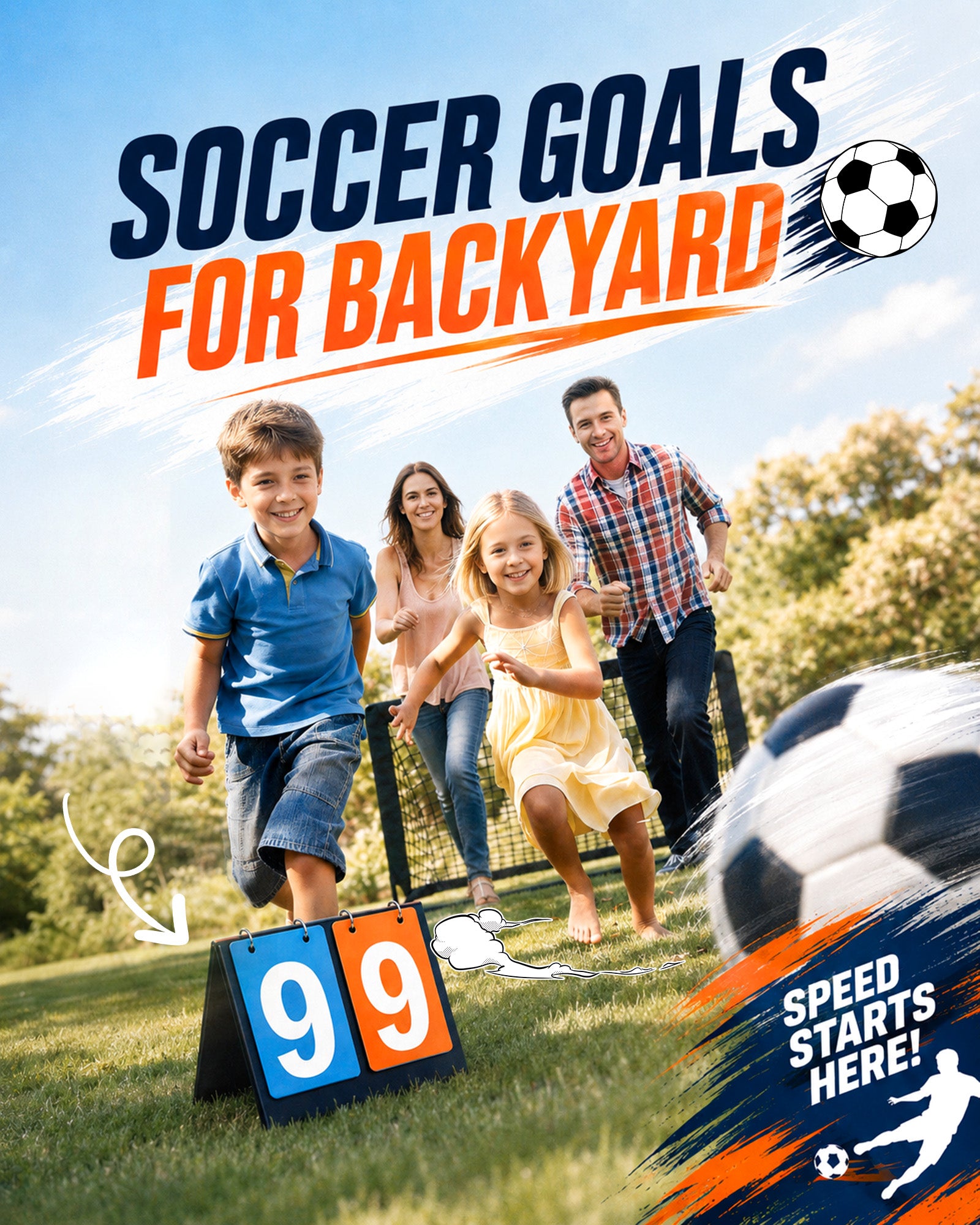 Kids Soccer Goals for Backyard Lawn Beach Set of 2, 6x4ft/4x3ft Portable Soccer Nets, Kids Soccer Net Training Equipment with Soccer Ball, inflator, Ladder, Cones, Targets for Boys & Girls