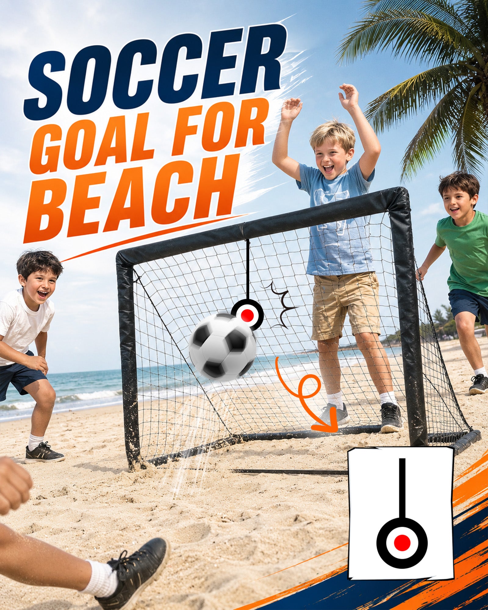 Kids Soccer Goals for Backyard Lawn Beach Set of 2, 6x4ft/4x3ft Portable Soccer Nets, Kids Soccer Net Training Equipment with Soccer Ball, inflator, Ladder, Cones, Targets for Boys & Girls