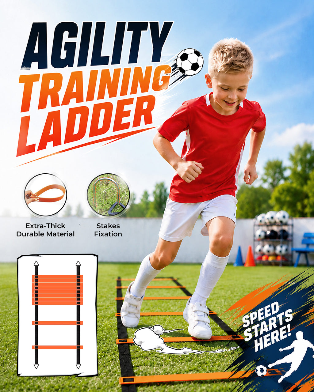 Kids Soccer Goals for Backyard Lawn Beach Set of 2, 6x4ft/4x3ft Portable Soccer Nets, Kids Soccer Net Training Equipment with Soccer Ball, inflator, Ladder, Cones, Targets for Boys & Girls