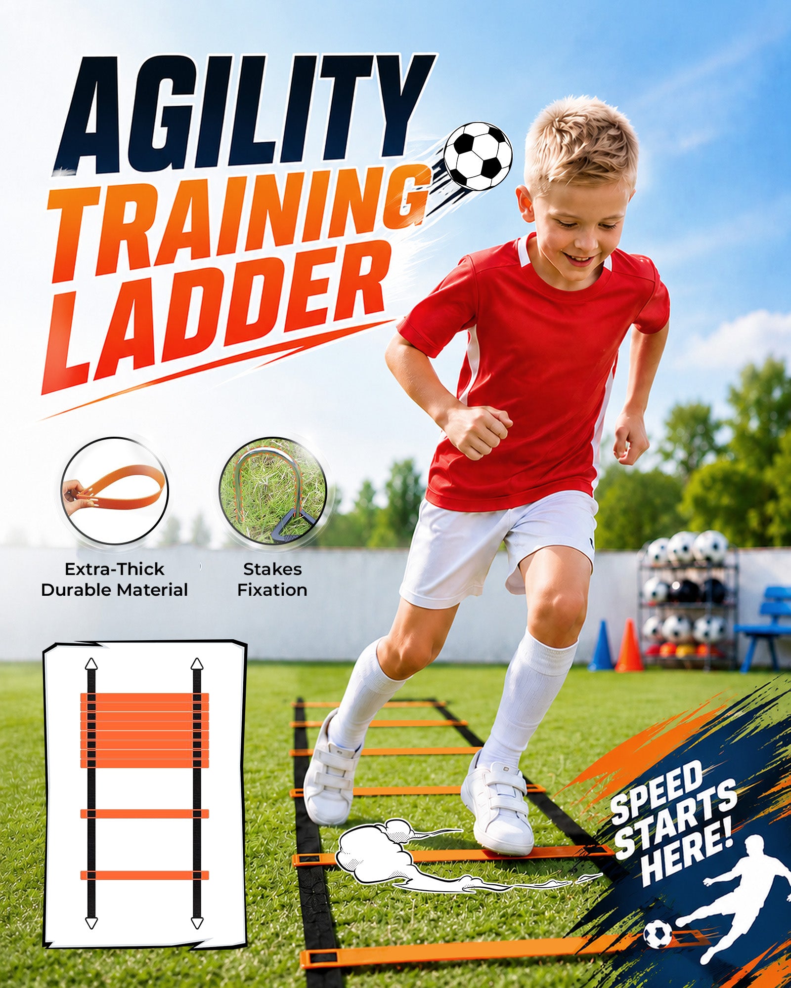 Kids Soccer Goals for Backyard Lawn Beach Set of 2, 6x4ft/4x3ft Portable Soccer Nets, Kids Soccer Net Training Equipment with Soccer Ball, inflator, Ladder, Cones, Targets for Boys & Girls
