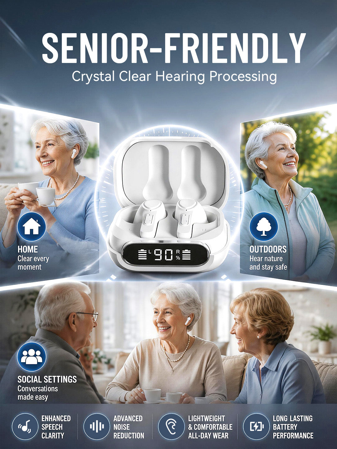 Hearing Aids for Seniors,Bluetooth Digital Rechargeable