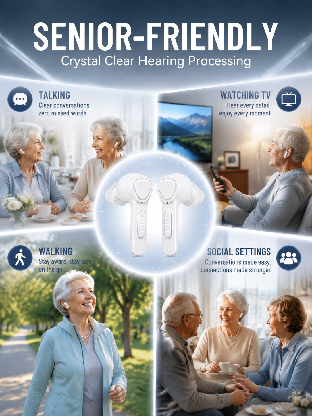 Hearing Aids for Seniors,Bluetooth Digital Rechargeable