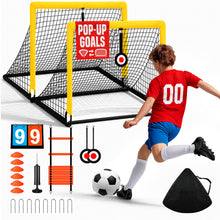 Kids Soccer Goals for Backyard Lawn Beach Set of 2, 6x4ft/4x3ft Portable Soccer Nets, Kids Soccer Net Training Equipment with Soccer Ball, inflator, Ladder, Cones, Targets for Boys & Girls