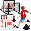 Kids Soccer Goals for Backyard Lawn Beach Set of 2, 6x4ft/4x3ft Portable Soccer Nets, Kids Soccer Net Training Equipment with Soccer Ball, inflator, Ladder, Cones, Targets for Boys & Girls